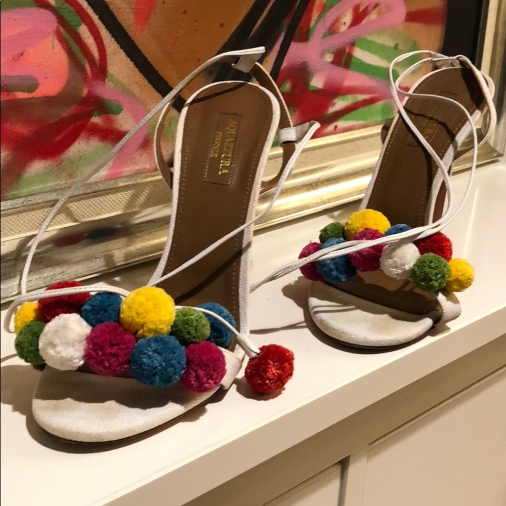 Aquazzurra pompom sandals